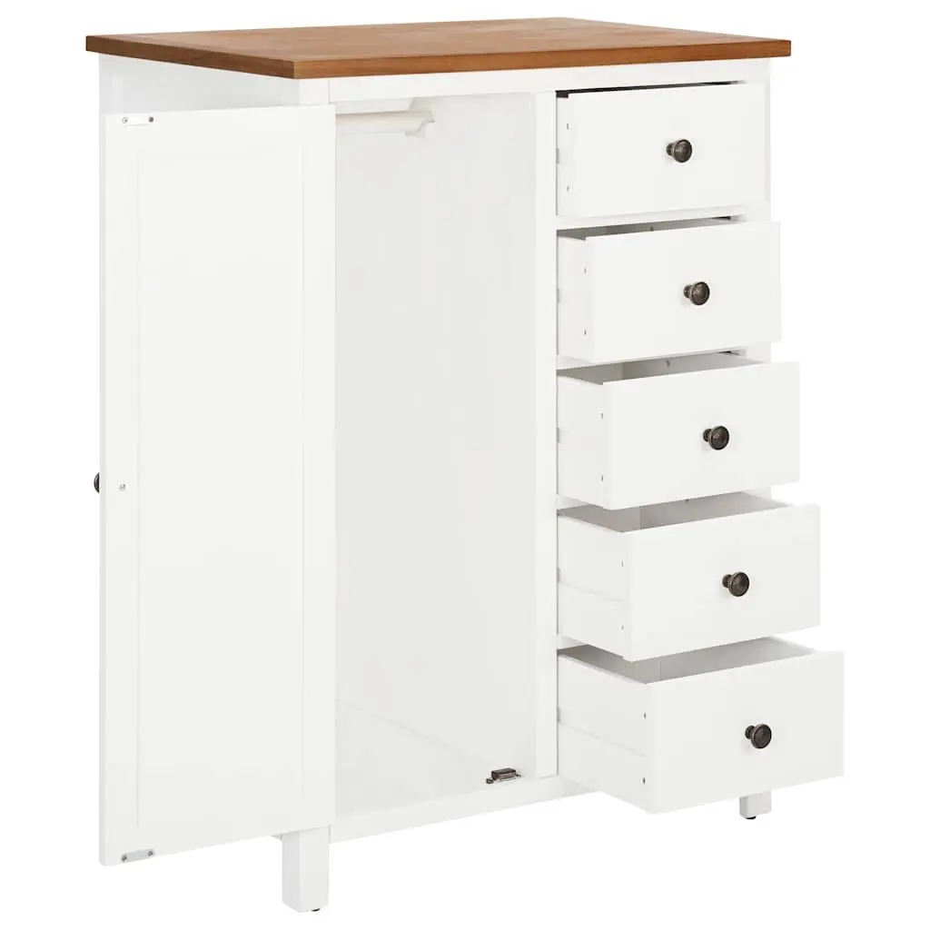 Wardrobe Brown 76x52x105 cm Solid Oak Wood Clothes Cabinet with Hanging Rod and Drawers