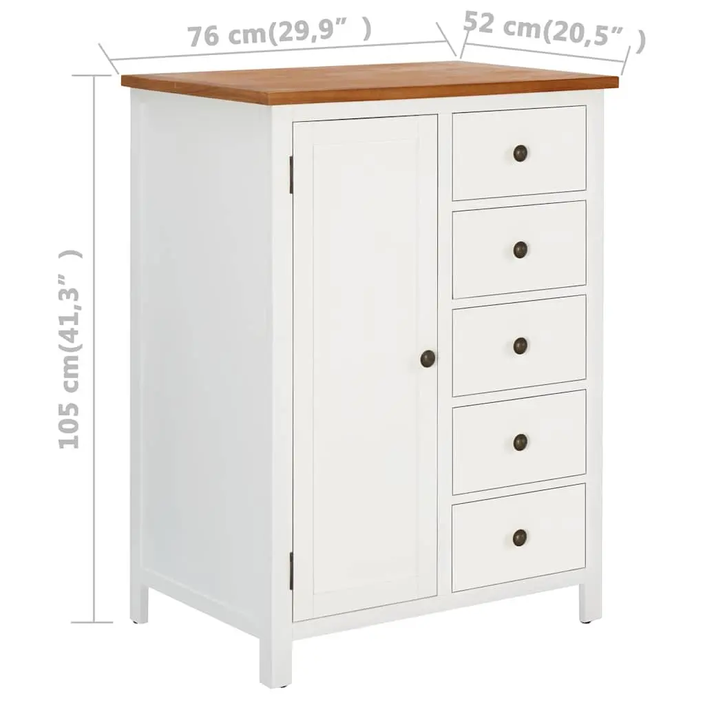 Wardrobe Brown 76x52x105 cm Solid Oak Wood Clothes Cabinet with Hanging Rod and Drawers