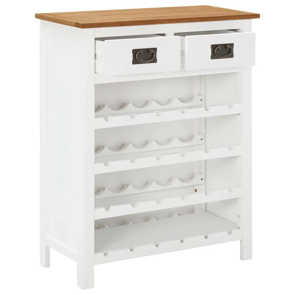 Wine Cabinet Brown Solid Oak Wood 72 x 32 x 90 cm Open Racks Drawers