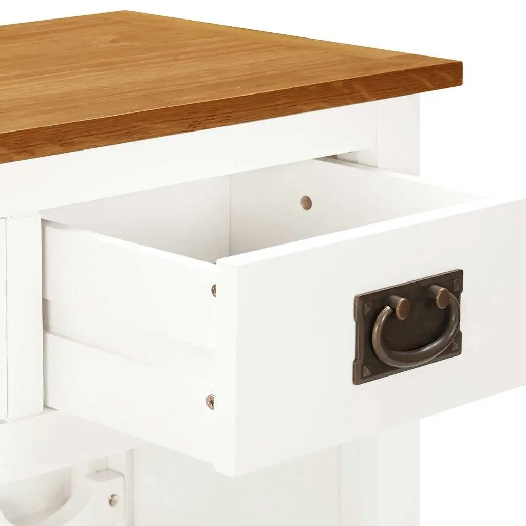 Wine Cabinet Brown Solid Oak Wood 72 x 32 x 90 cm Open Racks Drawers