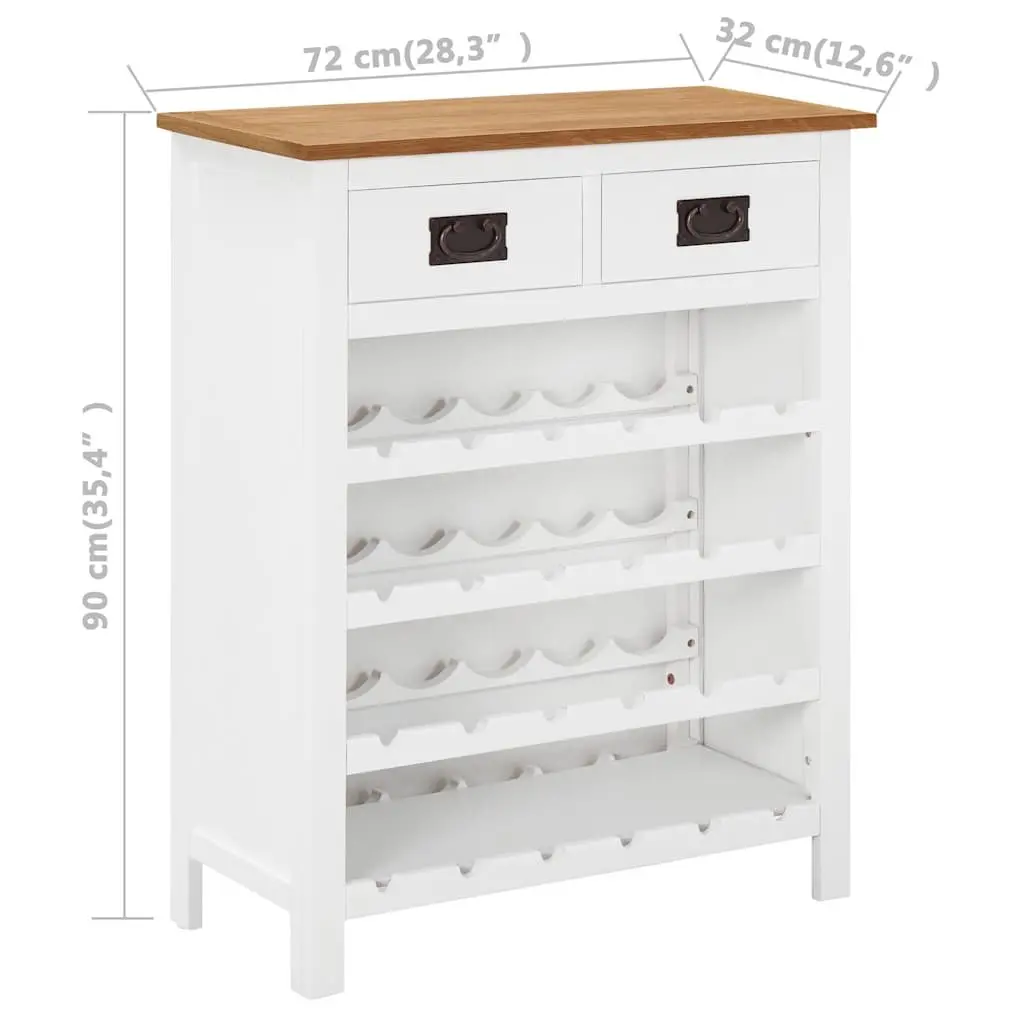 Wine Cabinet Brown Solid Oak Wood 72 x 32 x 90 cm Open Racks Drawers