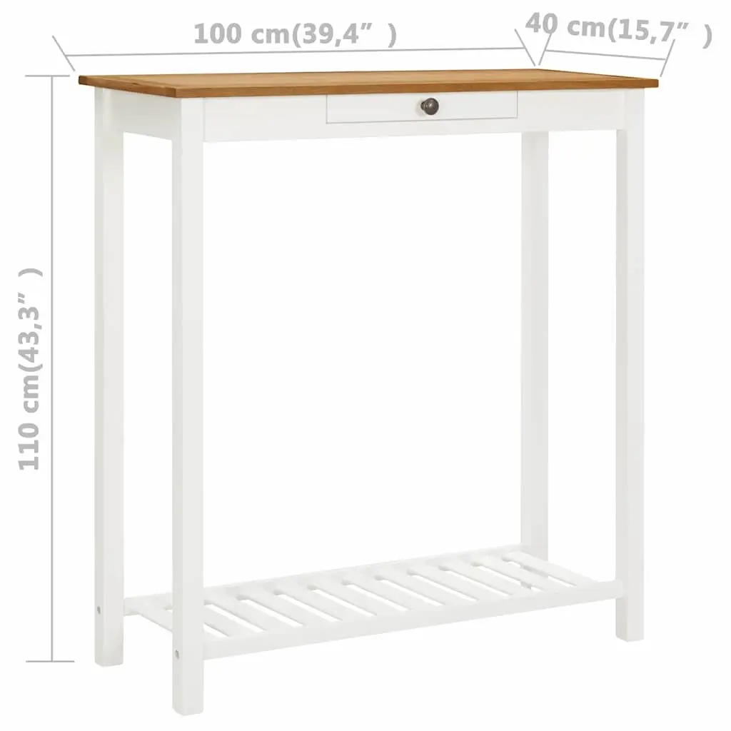 Bar Table Brown 100x40x110cm Solid Oak Wood with Underneath Storage Shelf