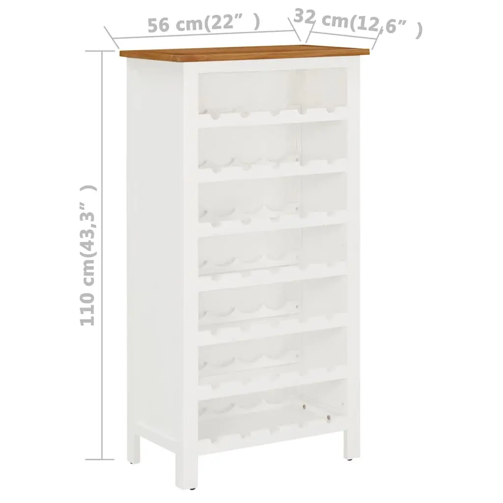Wine Cabinet Brown Solid Oak Wood 7 Open Wine Racks Storage Holder