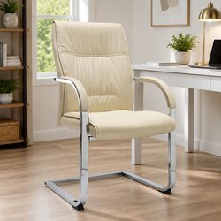 Concise Ergonomic Cantilever Office Chair in Cream