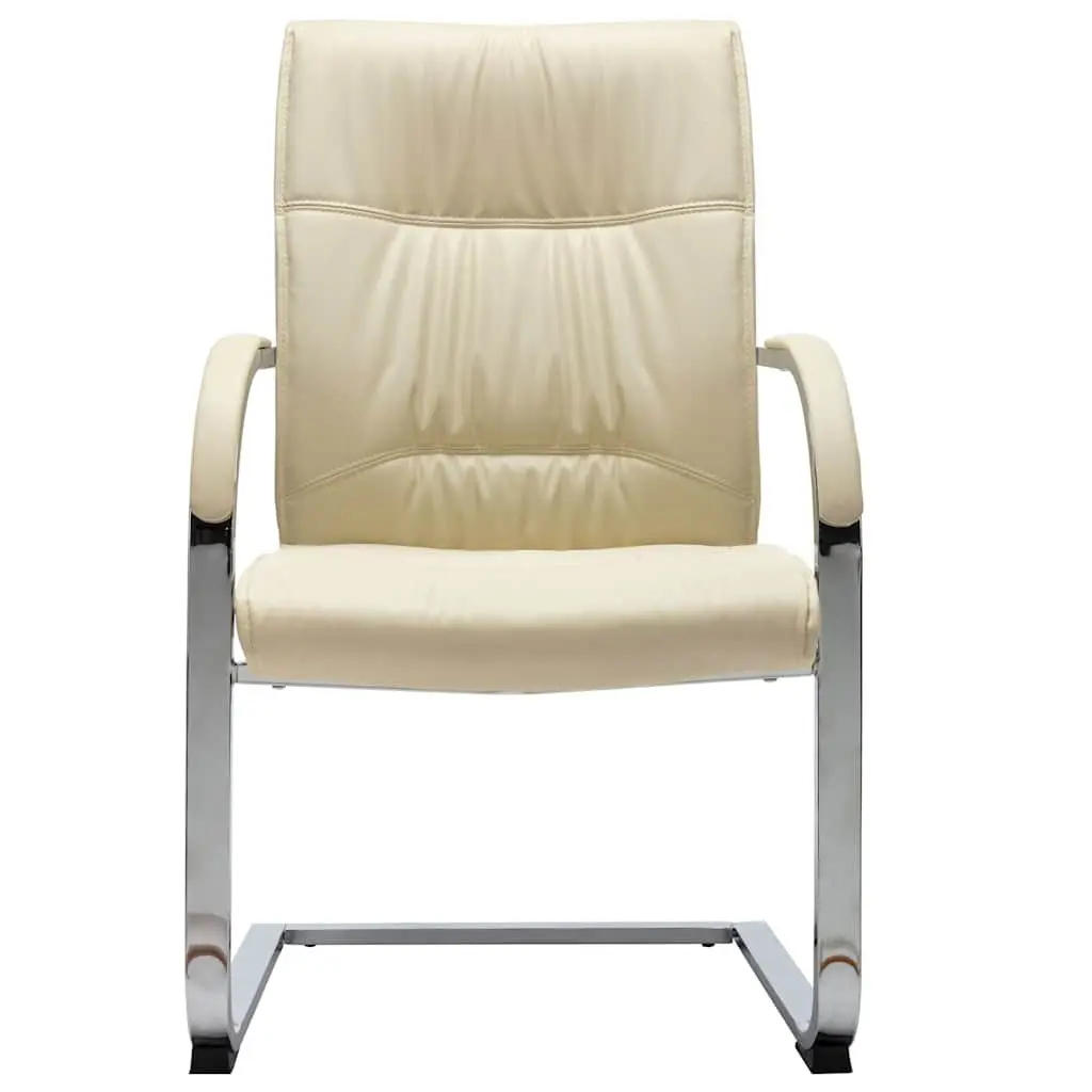 Cantilever Office Chair Cream Faux Leather Ergonomic Design Armrest Padded Seat