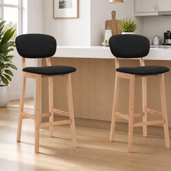 Sleek Black Fabric Bar Stool Set of 2 for Any Space
