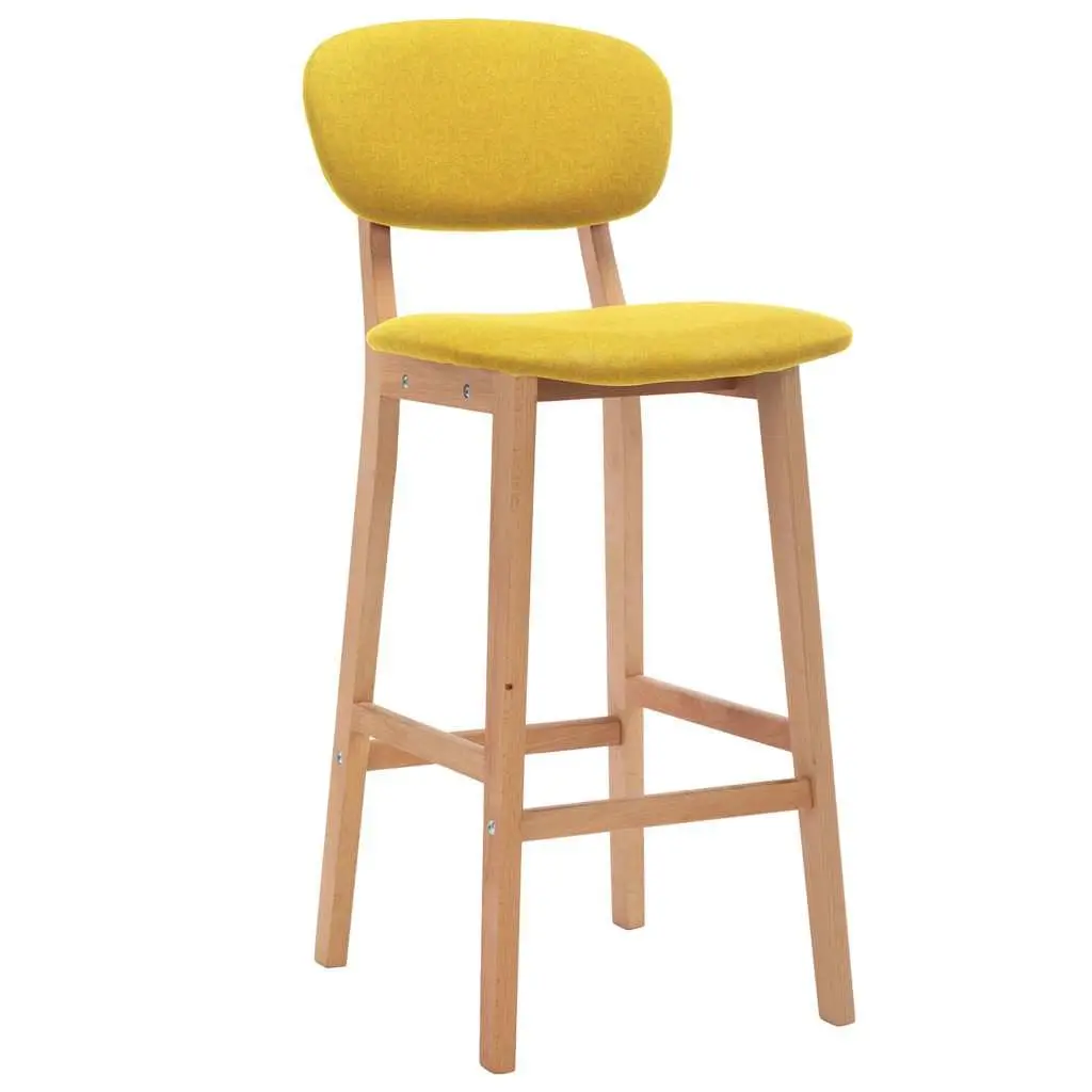 Bar Stools Yellow Fabric Seat Backrest Footrest 2 Piece
