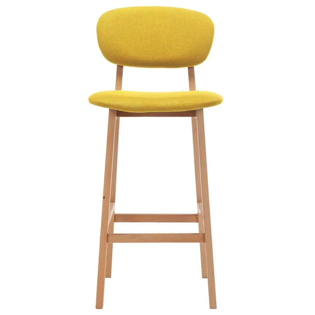 Bar Stools Yellow Fabric Seat Backrest Footrest 2 Piece