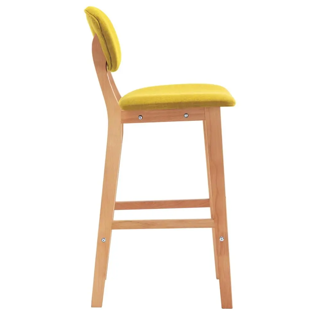 Bar Stools Yellow Fabric Seat Backrest Footrest 2 Piece