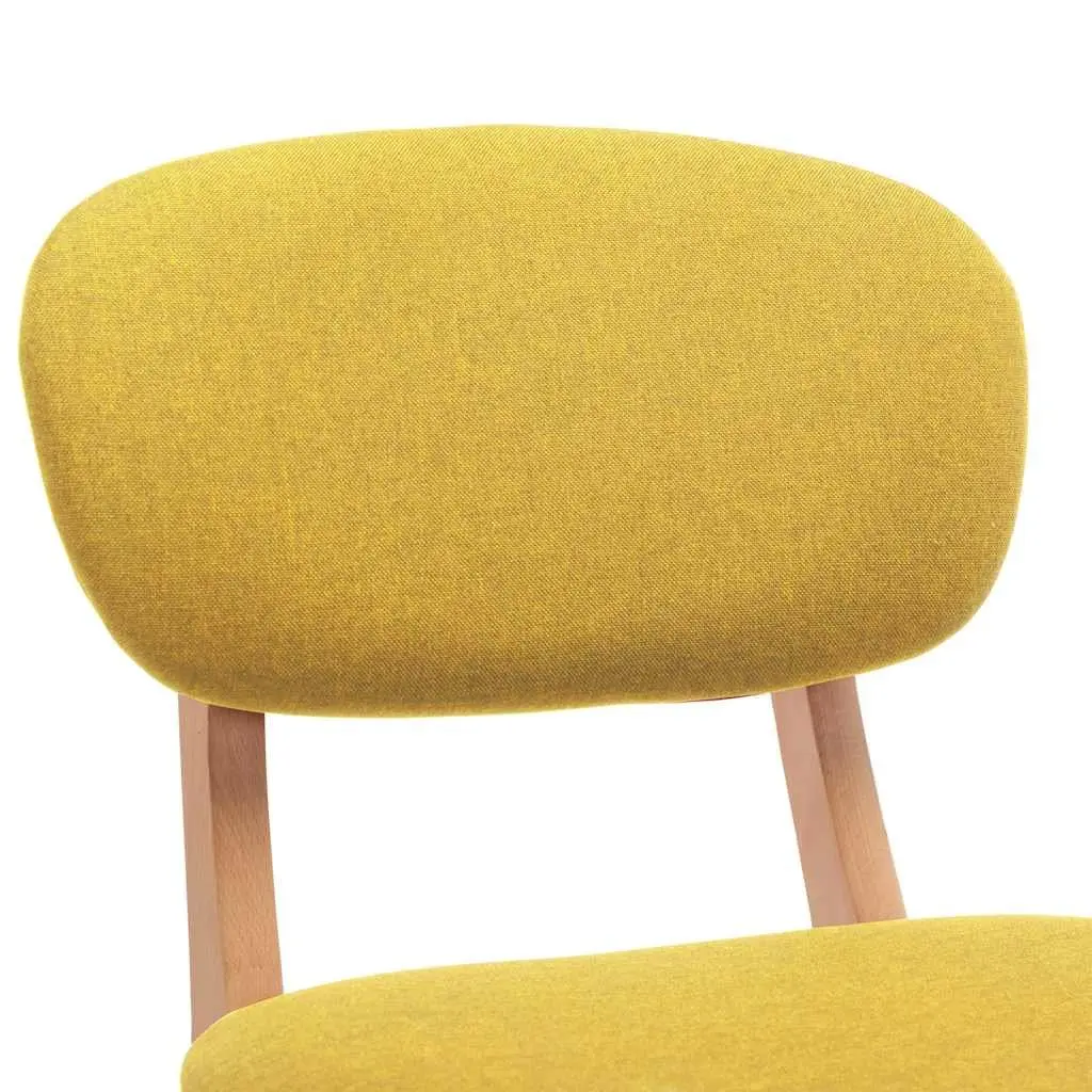 Bar Stools Yellow Fabric Seat Backrest Footrest 2 Piece