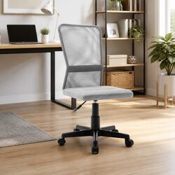 Office Chair Grey Mesh Fabric Swivel Mid Back Adjustable Height Gas Lift