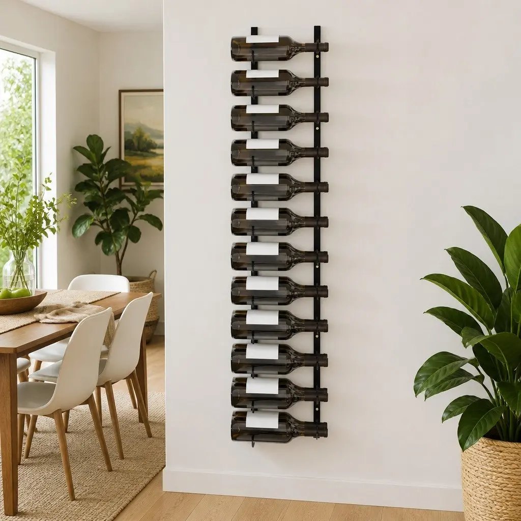 Wall-mounted Wine Rack for 24 Bottles Black Iron Storage Display