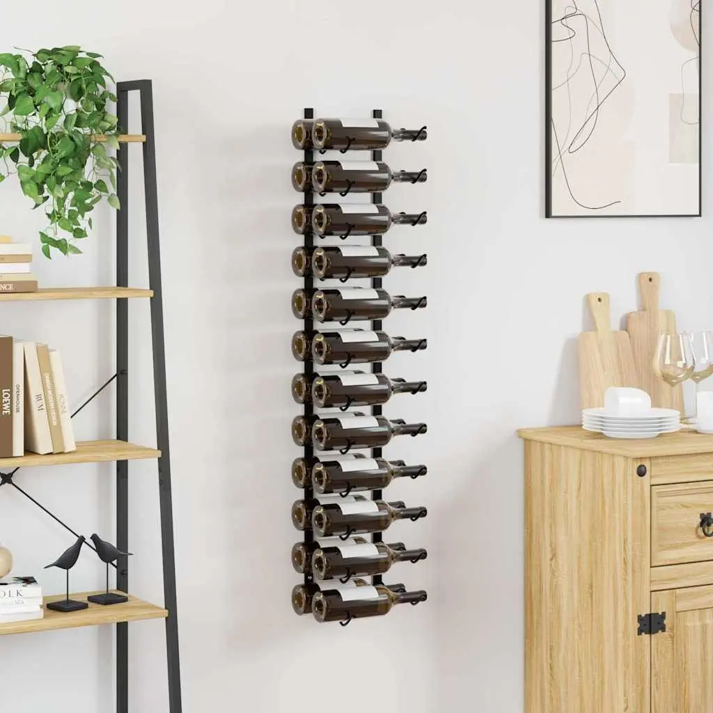 Wall-mounted Wine Rack for 24 Bottles Black Iron Storage Display
