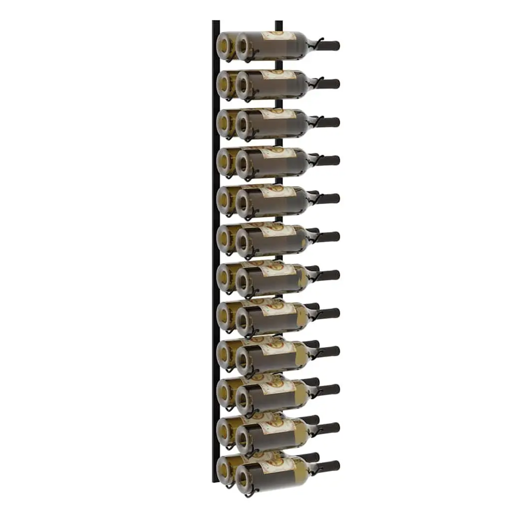 Wall-mounted Wine Rack for 24 Bottles Black Iron Storage Display