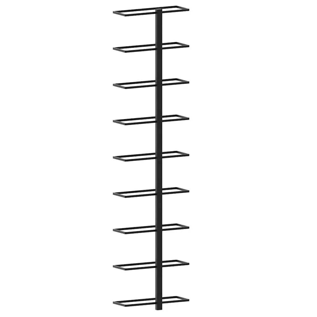Wall-Mounted Wine Rack Black Iron 9 Bottle Modern Home Decor Display