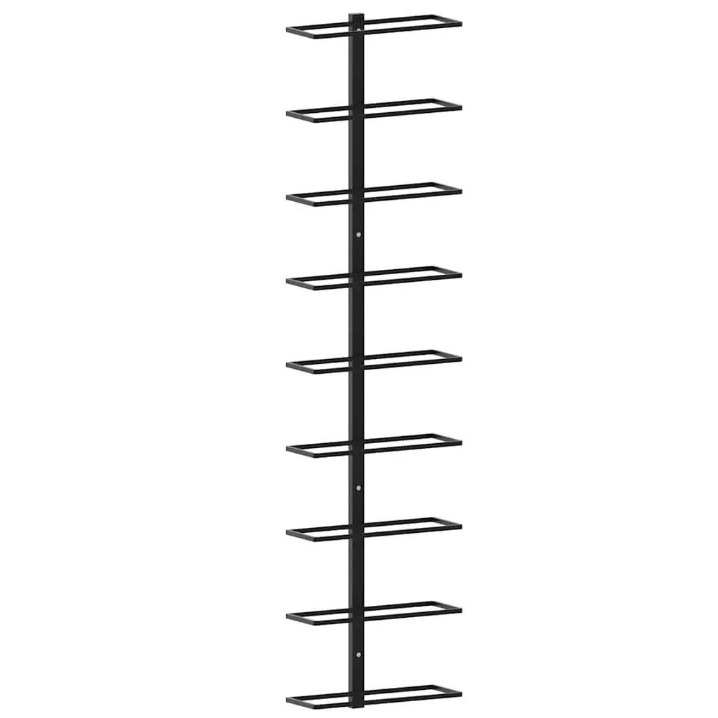 Wall-mounted Wine Rack Set of 2 Black Iron Storage Display Organizer for 18 Bottles