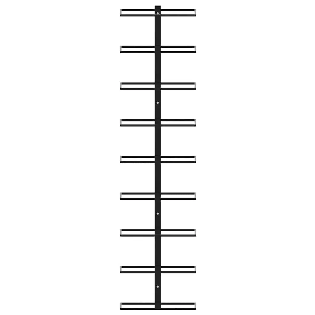 Wall-mounted Wine Rack Set of 2 Black Iron Storage Display Organizer for 18 Bottles