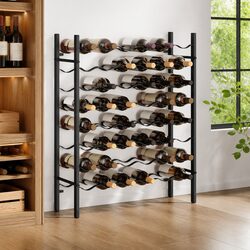 Wine Rack 48 Bottle Holder Black Metal Storage Cabinet Display Stand