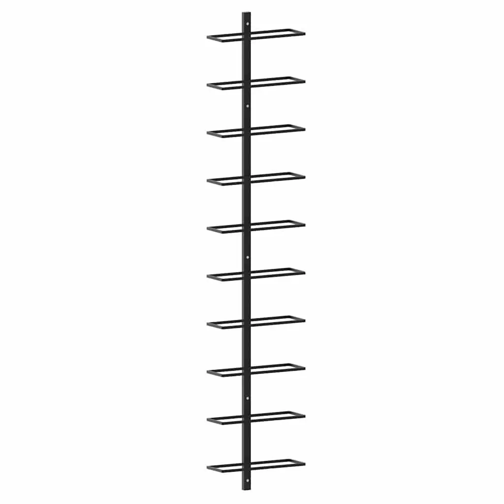 Wall-mounted Wine Rack Black Metal 2 Pieces Storage Display