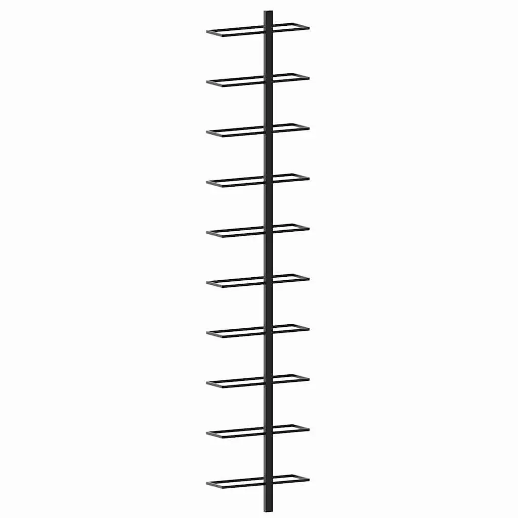 Wall-mounted Wine Rack Black Metal 2 Pieces Storage Display