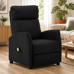 Massage Chair Black Reclining Armchair 6 Points Vibration Manual 3 Positions