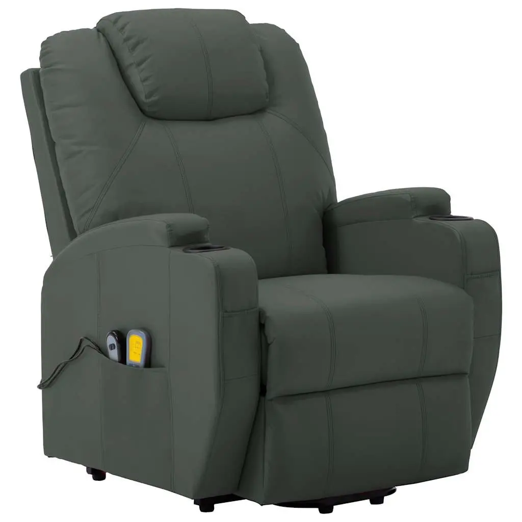 Electric Massage Recliner Chair Anthracite Stand Up Power Lift 6 Point Vibration
