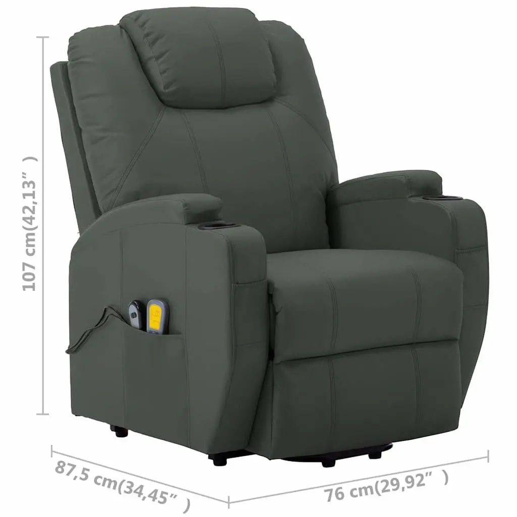 Electric Massage Recliner Chair Anthracite Stand Up Power Lift 6 Point Vibration