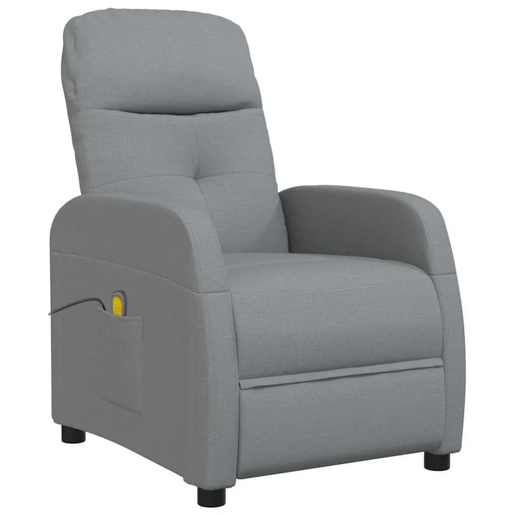 Electric Massage Chair Grey Fabric Reclining 6 Massage Points Hand Control