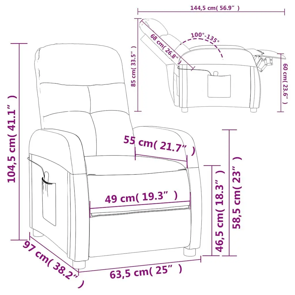 Electric Massage Chair Grey Fabric Reclining 6 Massage Points Hand Control