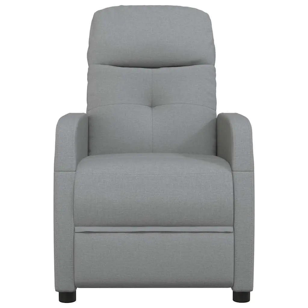 Electric Massage Chair Grey Fabric Reclining 6 Massage Points Hand Control
