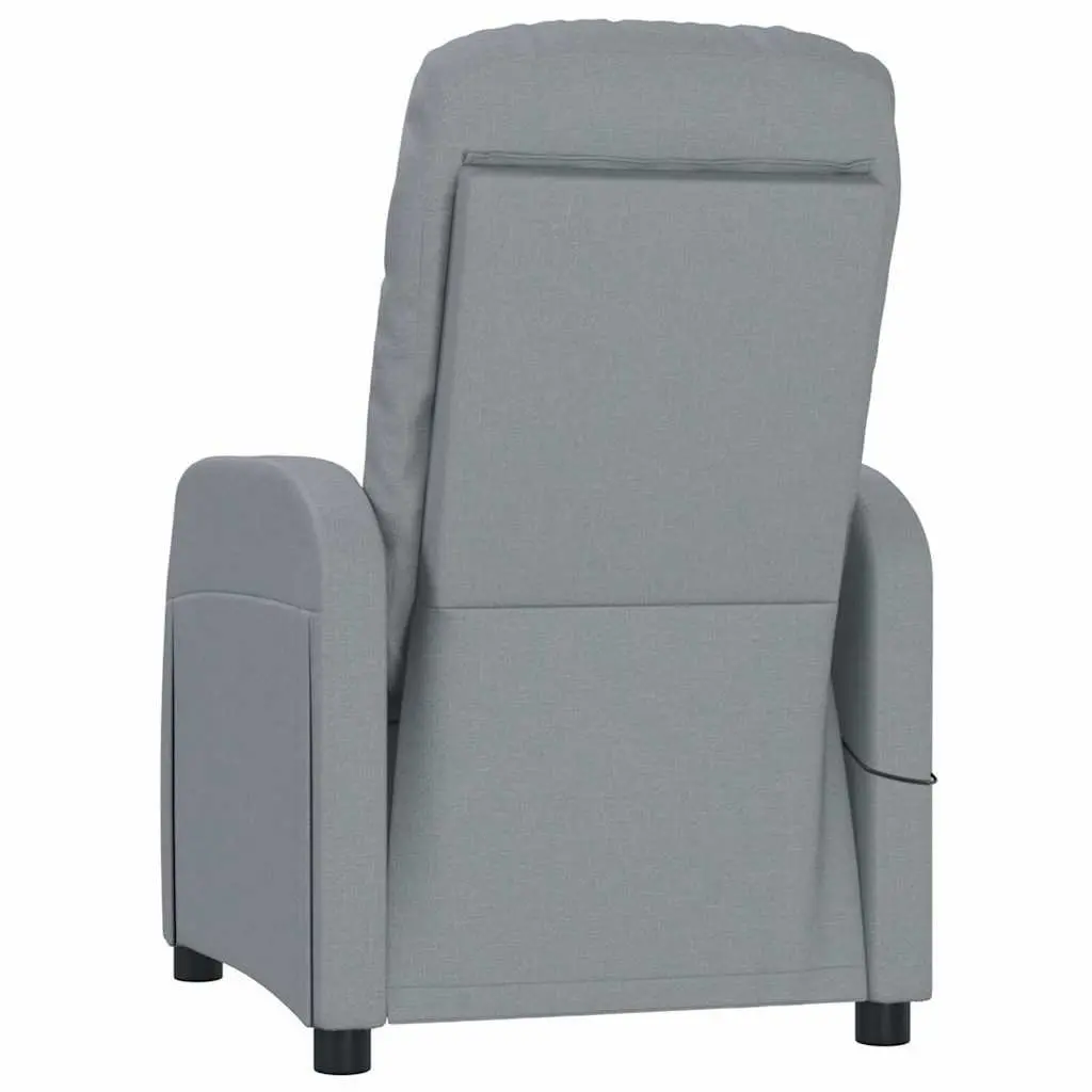 Electric Massage Chair Grey Fabric Reclining 6 Massage Points Hand Control