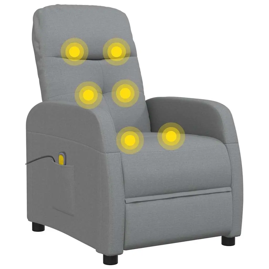 Electric Massage Chair Grey Fabric Reclining 6 Massage Points Hand Control