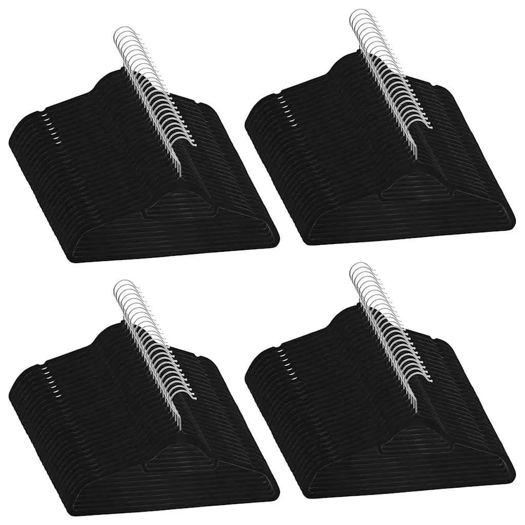 Clothes Hangers Black 100 Pack Anti-slip Velvet Wardrobe Storage Organiser