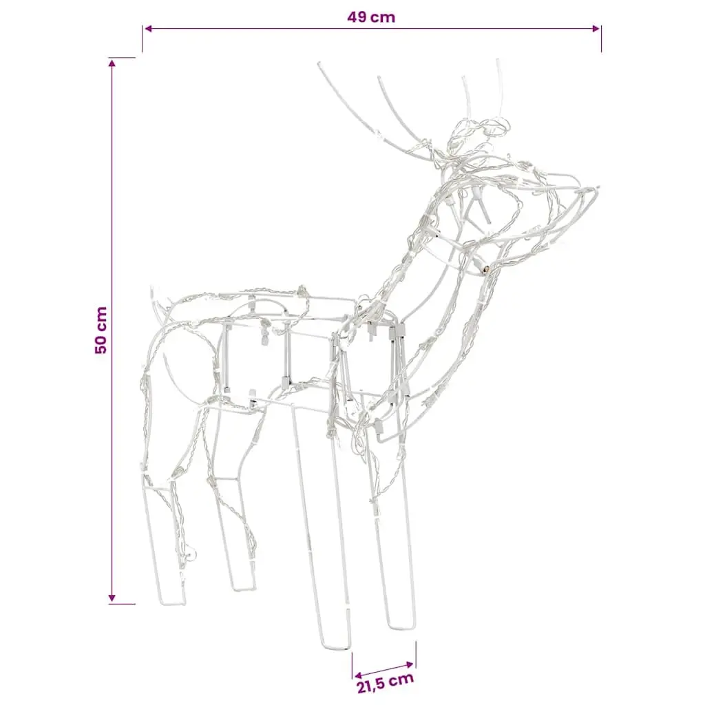 Christmas Reindeer LED Light Display Warm White 3 Piece Indoor Outdoor Steel Frame