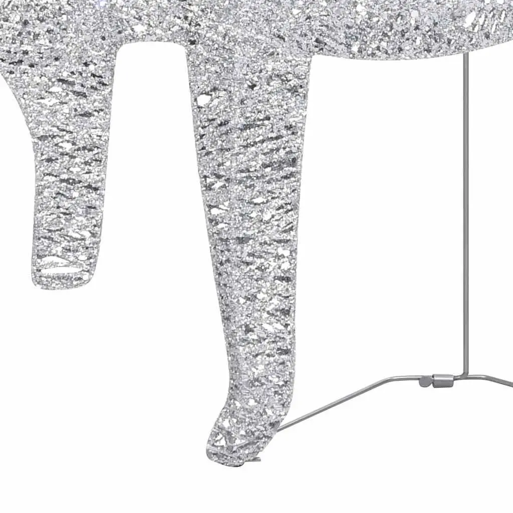 Christmas Reindeer Sleigh Decoration 60 LED Lights Outdoor Garden Silver Mesh