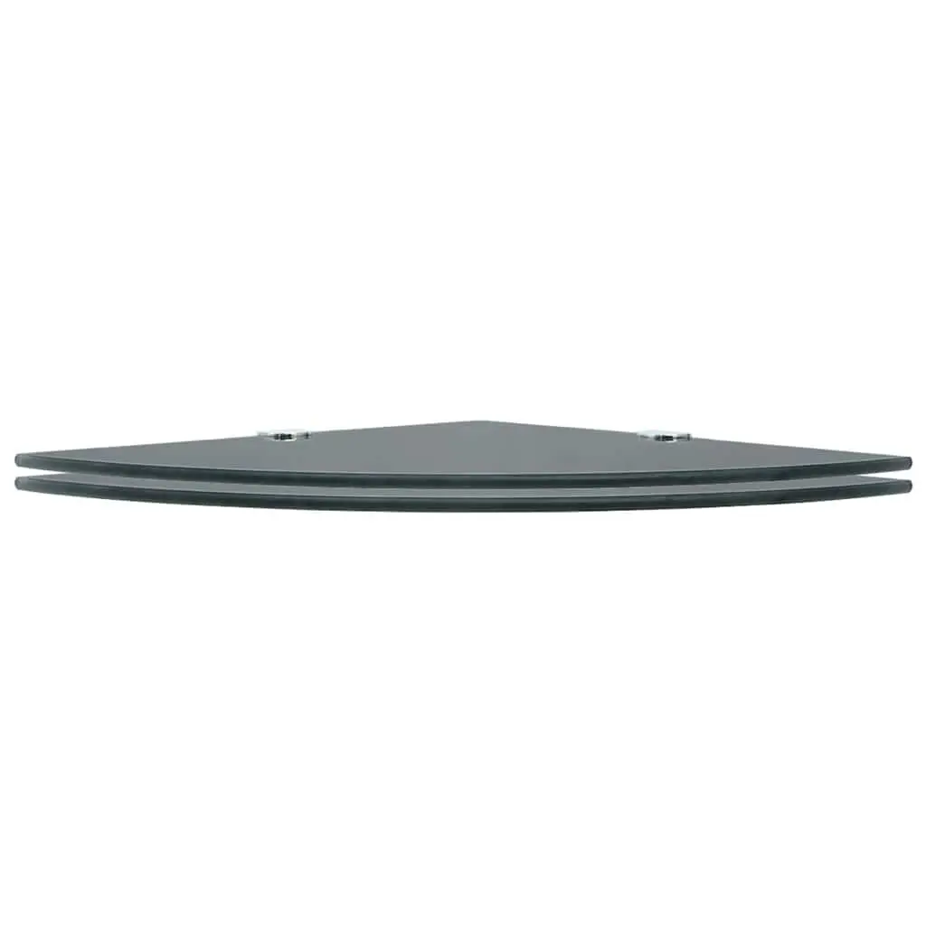 Corner Shelves Black 25x25 cm Glass Wall Shelf with Chrome Supports 2 pcs