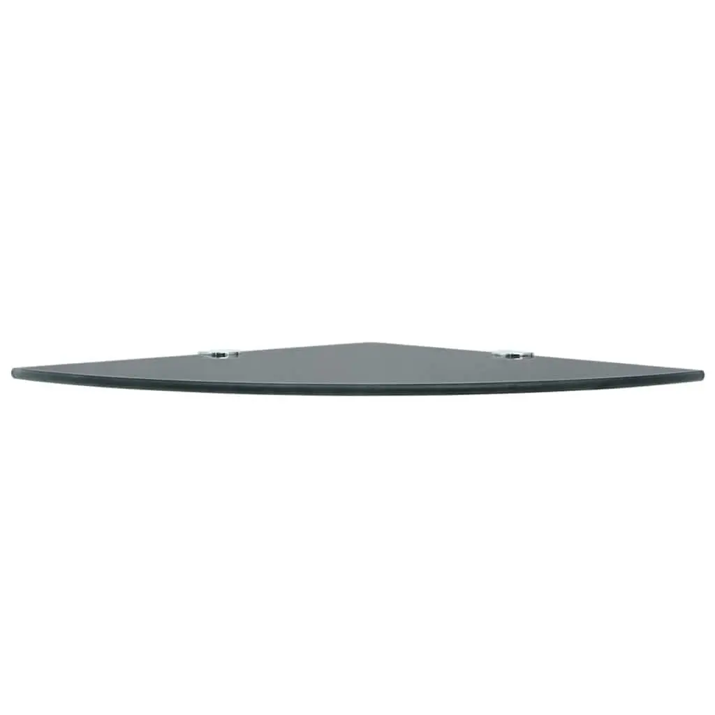 Corner Shelves Black 25x25 cm Glass Wall Shelf with Chrome Supports 2 pcs