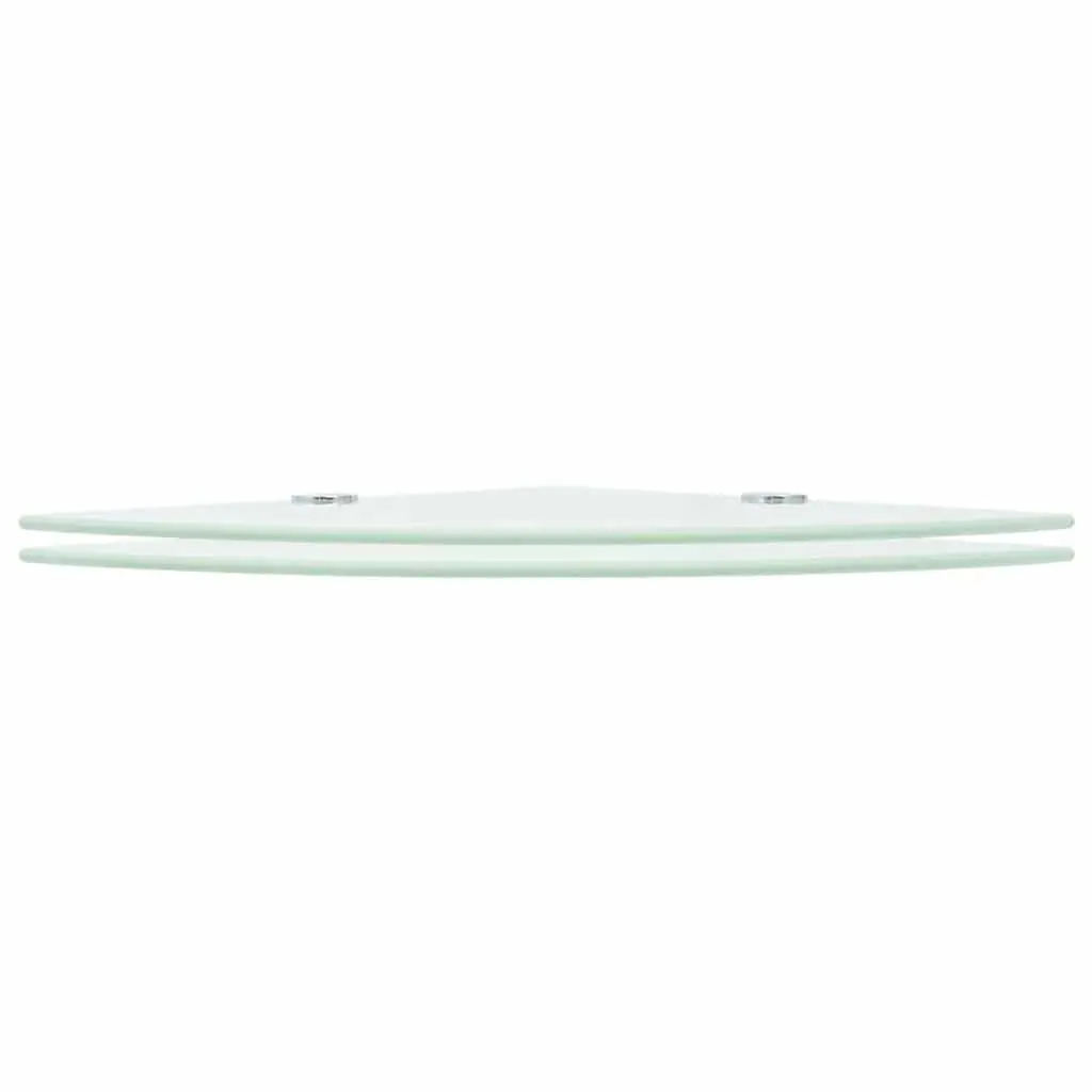 Corner Shelves White 25x25 cm Glass Wall Mounted Floating Shelf with Chrome Supports 2 pcs