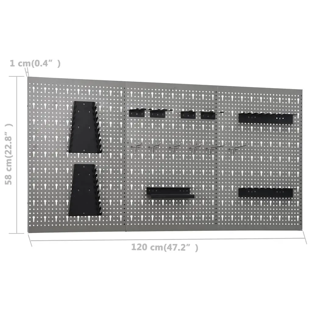 Workbench Grey 120 cm Heavy Duty Tool Storage with 3 Wall Panels