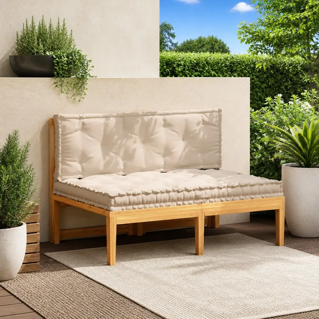Pallet Floor Cushions 2 Piece Set Outdoor Garden Sofa Seat Pad Beige Cotton