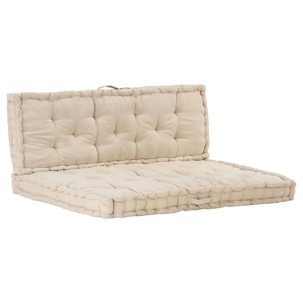 Pallet Floor Cushions 2 Piece Set Outdoor Garden Sofa Seat Pad Beige Cotton