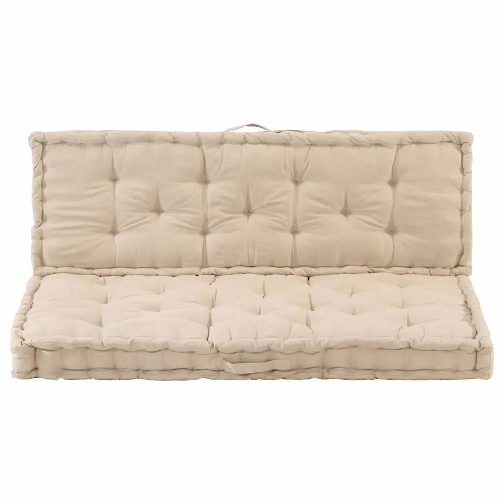 Pallet Floor Cushions 2 Piece Set Outdoor Garden Sofa Seat Pad Beige Cotton