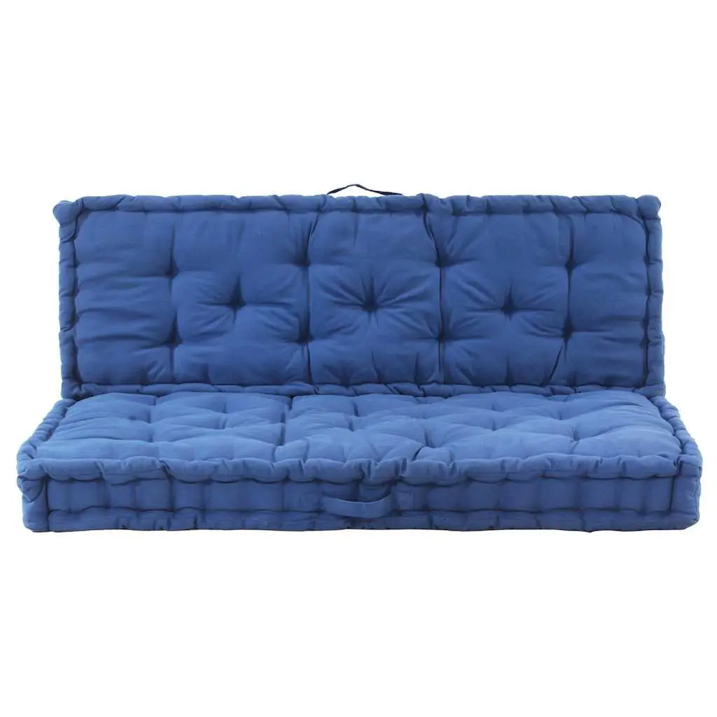 Pallet Floor Cushions Blue Cotton 2 Piece Seat Pad Garden Sofa Bench Comfort