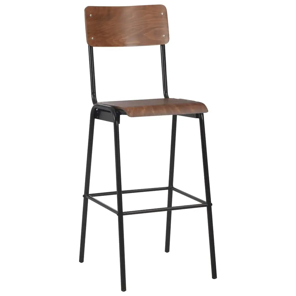 Bar Stools Black Stackable Plywood Seat Sturdy Steel Legs