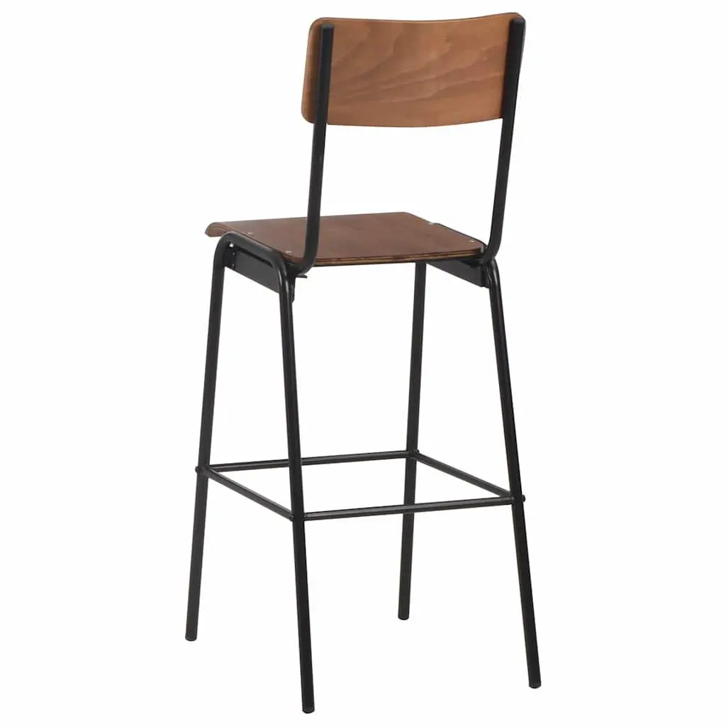 Bar Stools Black Stackable Plywood Seat Sturdy Steel Legs