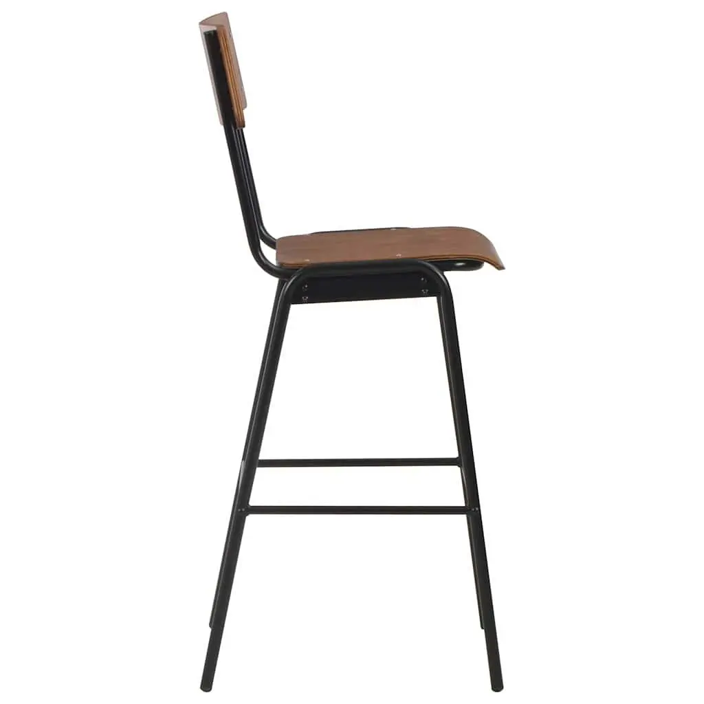 Bar Stools Black Stackable Plywood Seat Sturdy Steel Legs