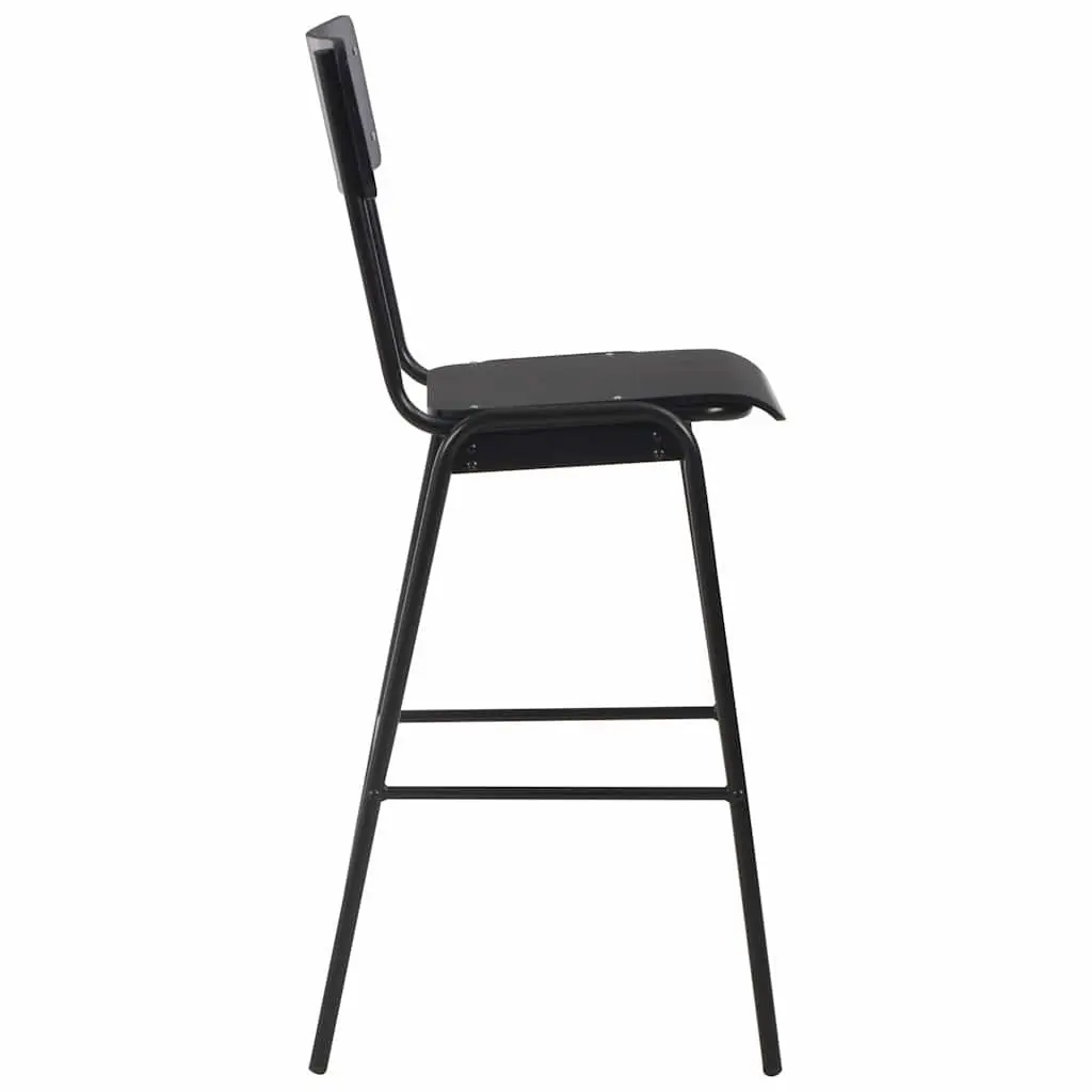 Bar Stools Black 4 Piece Stackable Dining Kitchen Chairs with Steel Legs