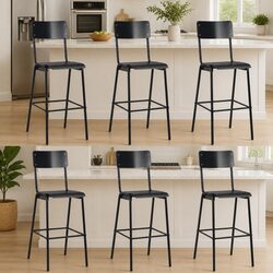 Compact Set of 6 Black Bar Stools for Any Space