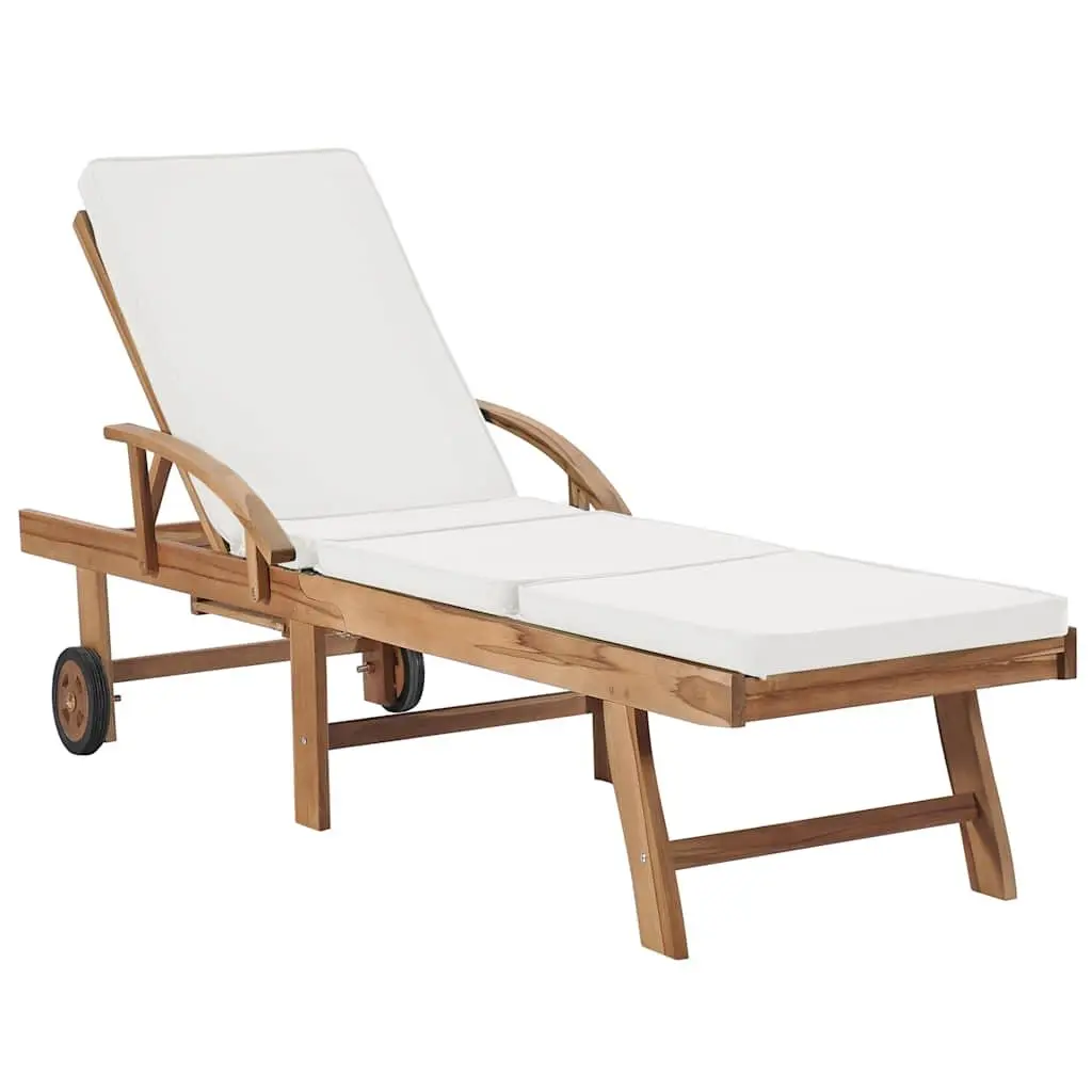 Sun Loungers 2 pcs with Cushions Outdoor Deck Chairs Adjustable Backrest Wheels
