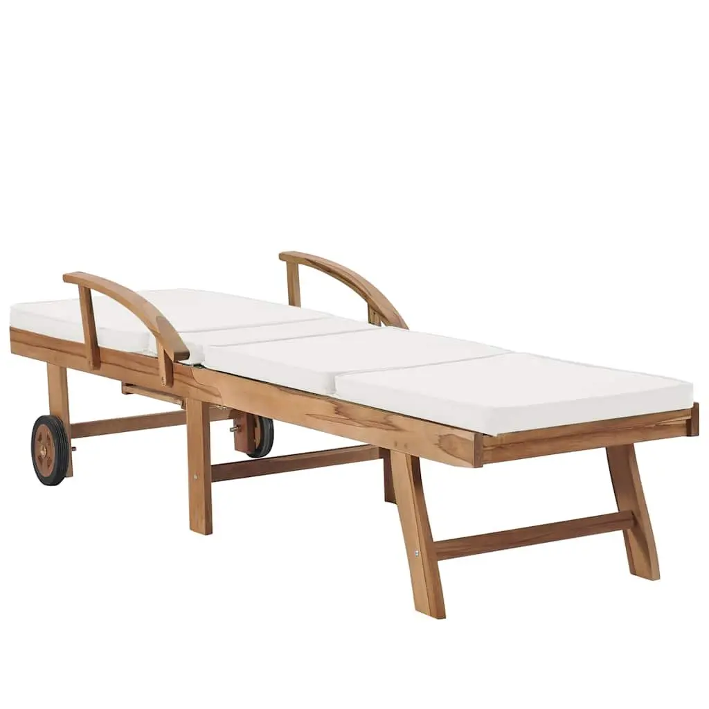 Sun Loungers 2 pcs with Cushions Outdoor Deck Chairs Adjustable Backrest Wheels